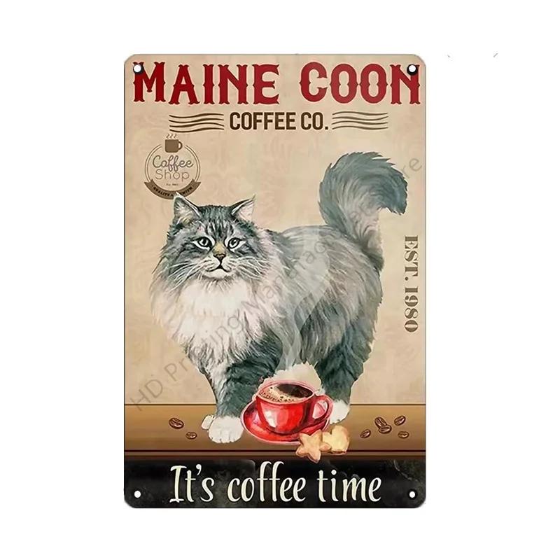 Black Cat Metal Sign Vintage Cattle Metal Plaque Tin Painting Art Poster Kitchen Decoration For Living Room Pet Shop Wall Decor