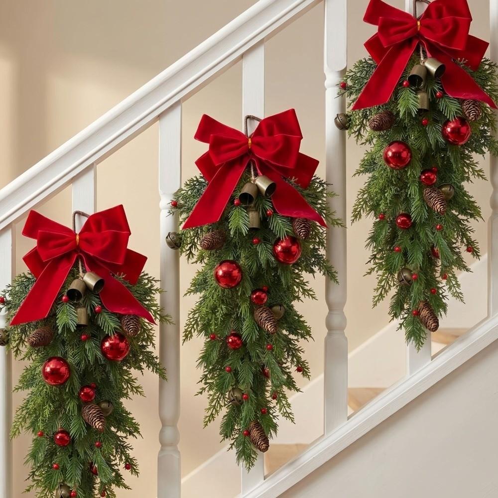 Teardrop Shape Artificial Pine Garland Flexible Bendable Hanging Decorations Mantle Decoration