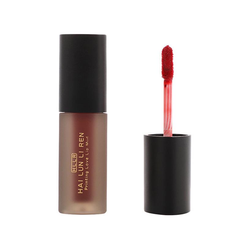 Helen Liren Matte Velvet Lip Glaze: Moisturizing, Non-Fading, Non-Stick Cup, Milk Tea Shade