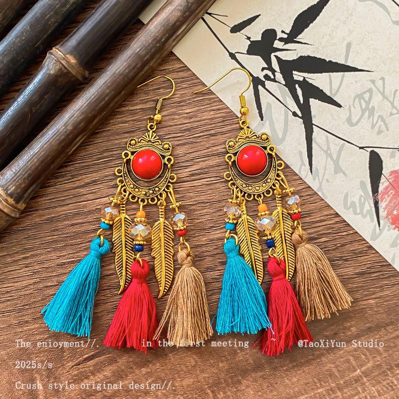 

Винтажные серьги-пусеты из тигрового глаза янтарно-коричневого цвета - Элегантные осенне-зимние украшения