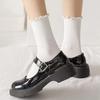 Ruffle Socks for Women 5pair /Lot Mid Crew Middles Tube Ankle High Breathable Black White Female Spring Autumn Sock