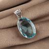 Sky Blue Topaz Gemstone 925 Sterling Silver Jewelry Designer Oval Pendant 1.8" For Birthday Gift PP-71-2