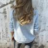 Women's Fashion Solid Color Long Sleeved Round Neck Pullover Casual Sweatshirt Top
