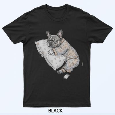 Divertente Pigiama Bulldog Francese Frenchie Sonnolento Uomo Donna T-Shirt