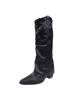 Damen Retro Cowboy Stiefel mit spitzer Zehenpartie - Herbst/Winter 2025 Klobiger Absatz, Kniehoher Reiterstil