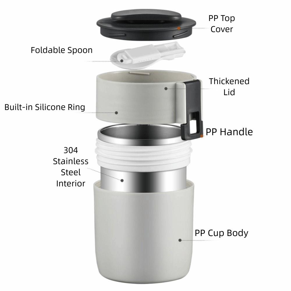 Removable Liner Insulated Breakfast Cup Double Layer Thermal Food Container  Winter