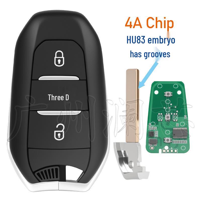 Compatible for Peugeot Citroen DS 3-Button Smart Key 433MHz 4A/46 Chip VA2/HU83 Remote