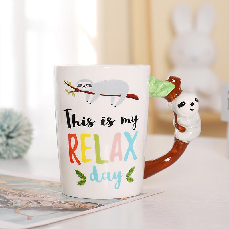 Cute Animal Handle Ceramic Mug,Stylish Restaurant Coffee Mugs, Office Breakfast Milk Mug, Fun Tea Cup, Christmas Gift Water Cups