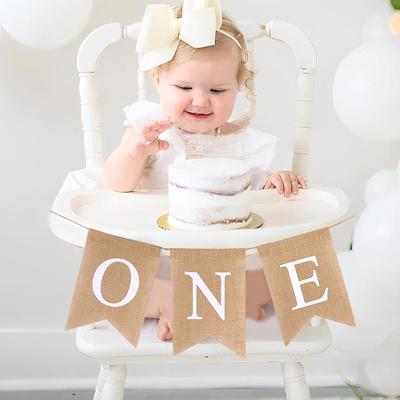 Burlap ONE Garland Baby First Birthday Chair Banner Boy Girl One Year Old Birthday Party Decoration Favors Photo Props Supplies