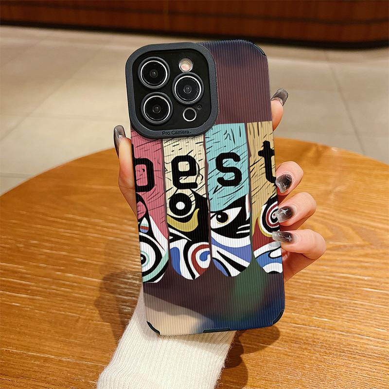 Vertical Grain Leather Shell Best Nice Printed Patterned Shockproof Soft Silicone Case with Camera Lens Full Protection for iPhone