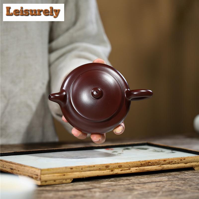 210ml Antique Yixing Purple Clay Teapots Handmade Antique Pot Raw Ore Purple Zhu Mud Tea Maker Kettle Chinese Zisha Teaset Craft