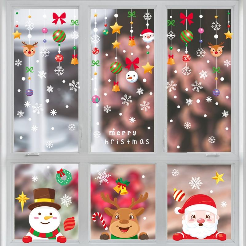 Christmas Window Stickers Santa Claus Snowflake DIY Wall Decal 2026 Christmas Decorations For Home New Year Ornaments Gift 2026
