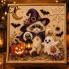 Family Fun Handcrafts Halloween Cat Faux Pearl Painting Art Kit, Spooky 3D Beads Creative Gift Crafts, Cute Witch Gem Wall for Adults, Craft