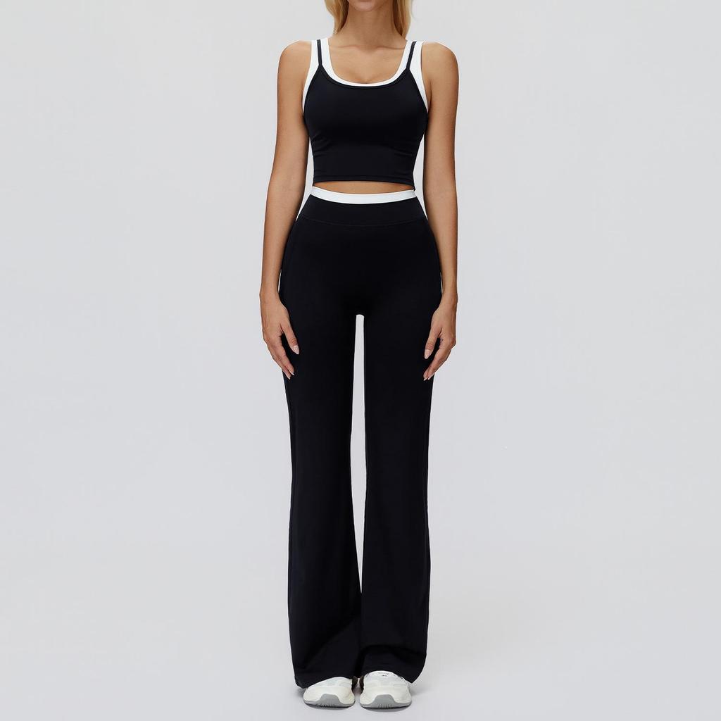 Completo da Yoga da Donna Transfrontaliero: Color Block Nude Feel, Vita Alta Costolata, Abbigliamento Sportivo Fitness Versatile