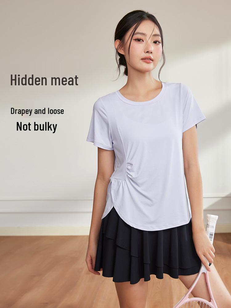 Plus Size Quick Dry Yoga T-Shirt for Women - Short Sleeve, Slimming, Skin-Friendly Fitness Cover-Up