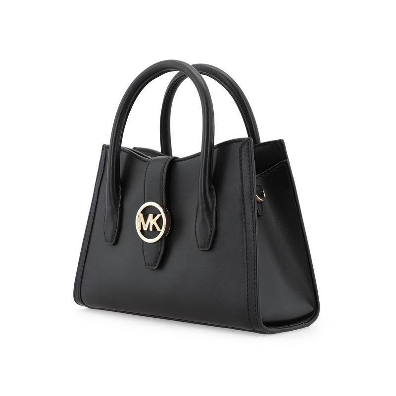 MICHAEL KORS Gabby Gold Label Logo Classic Presbyopia Zipper Closure Artificial Leather Shoulder Bag Handbag Small Women's Black