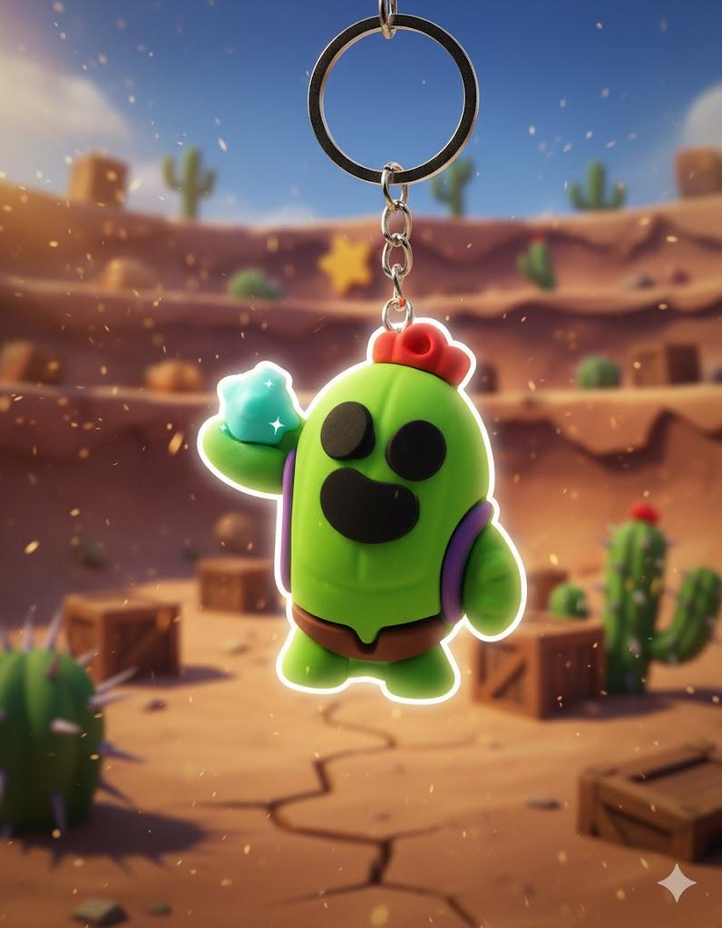 Keychain Brawl Stars Spike Spike Brawl Stars Figure Toy for Keys, Backpack, Bag 5.5 Cm