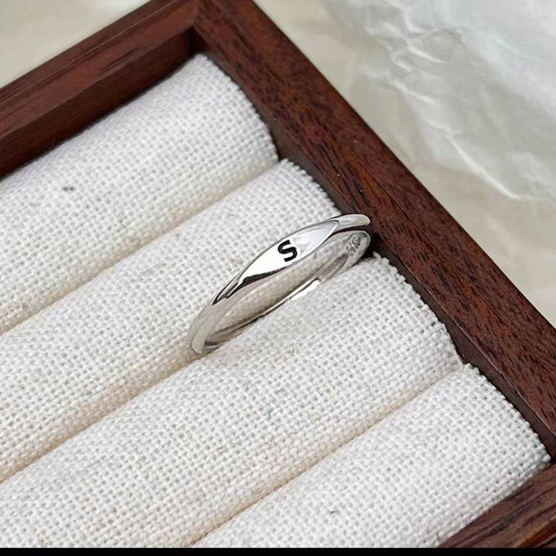 Aesthetic Wedding Tiny Initial Letter Rings Jewelry Gift Women Fashion Letter Finger Gift Stainless Steel Ring