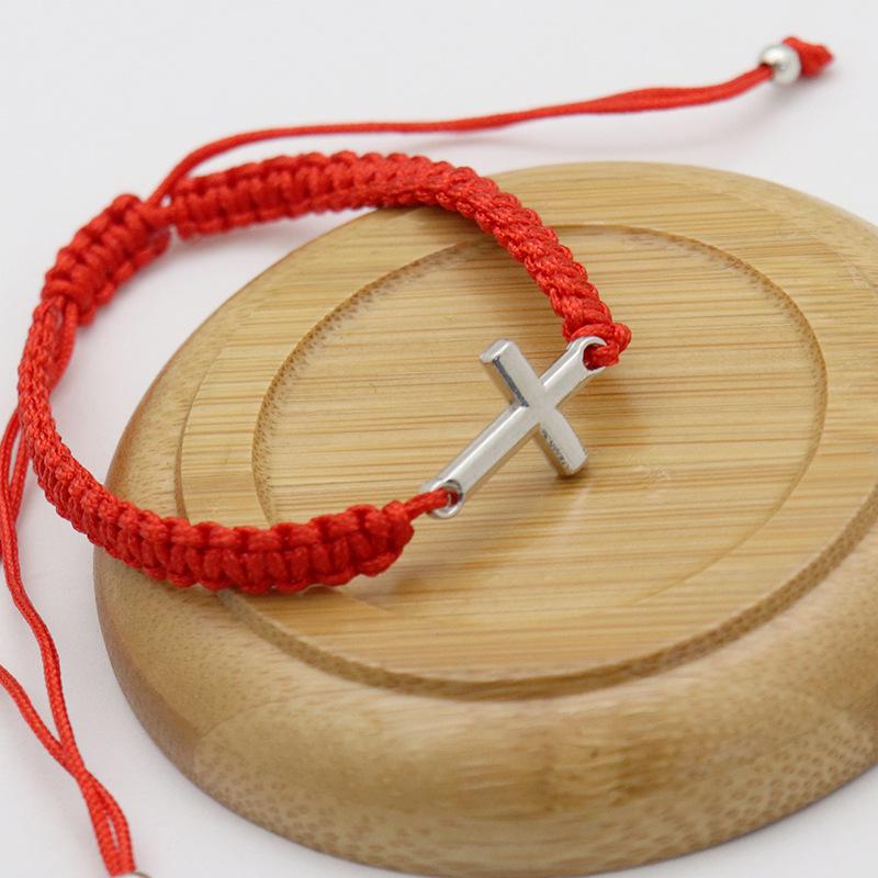 

Creative Steel Rosary Metal Bangle Bracelet with Woven Hand Rope BZSZJSL0001