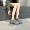 Leather platform mesh dad shoes women's 2025 summer new breathable hollow rhinestone small casual sports shoes