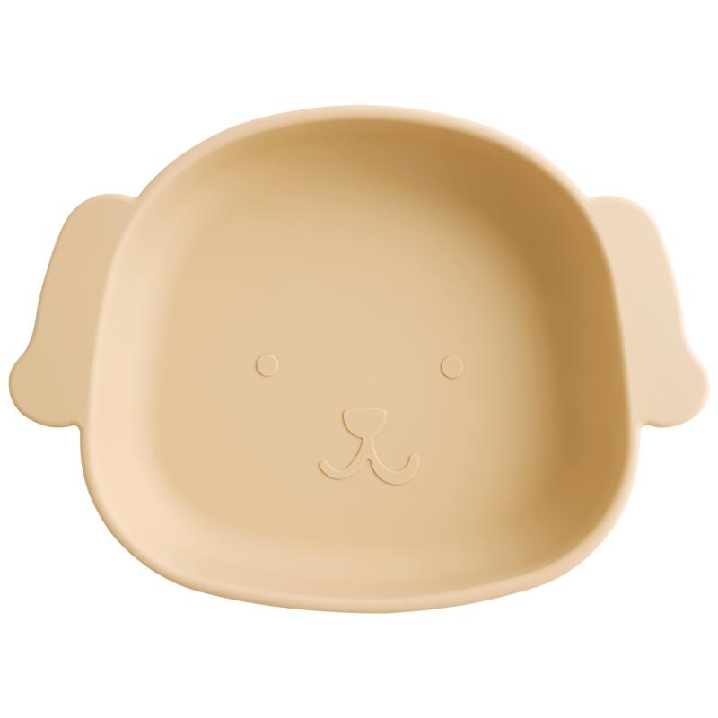 

Детская пищевая силиконовая тарелка для младенцев, обеденная тарелка с изображением мультяшной собаки, детская посуда, обучающая посуда для малышей, детские принадлежности абрикосовый