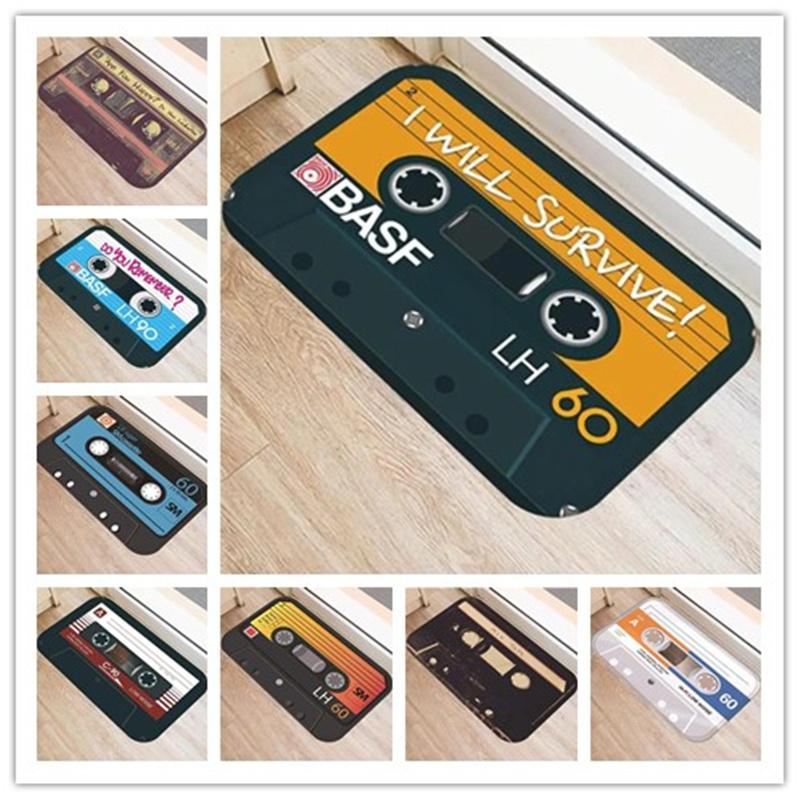 3D Cassette Music Tape Door Mat Home Carpet Non-slip Retro Bathroom Toilet Kitchen Floor Mats Living Room Entrance Decor Rugs