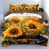 Sonnenblumen und Erntekorb Aufdruck Bettbezug-Set 1 Bettbezug + 2 Kissenbezüge verschiedene Größen Schlafzimmer Bettwäsche Dekor Luxusgeschenke