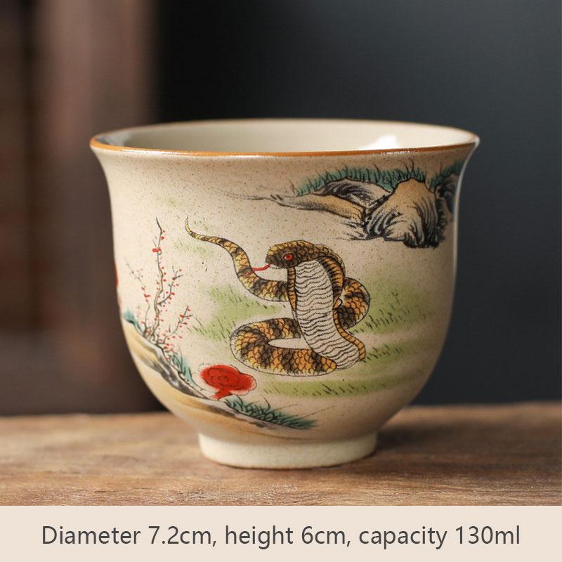 Chinese Ceramic Teaware Zodiac Tea Cups Vintage Pottery Ceremony KungFu Teacups Tea Wine Mug Espresso Coffee Cup