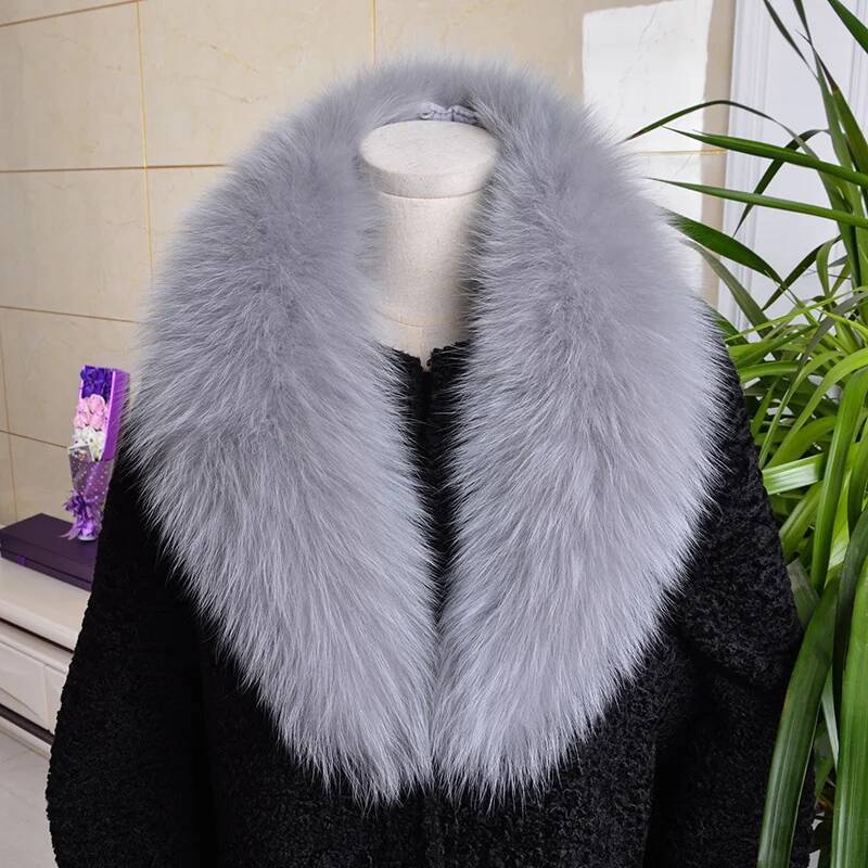 Real Fox Fur Collar For Women Winter Neck Keep Warm Scarves Men Fashion Luxury Genuine Coat Jacket Shawl Big Size