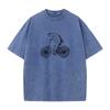 Tops Tees Washed Tops Shirt Bicycle Trout VALENTINE DAY Cotton Fabric O Neck Men Washed Retro T Shirts