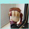 Geflochtene Eimertasche im Ethno-Stil mit Quasten für den täglichen Freizeitlook