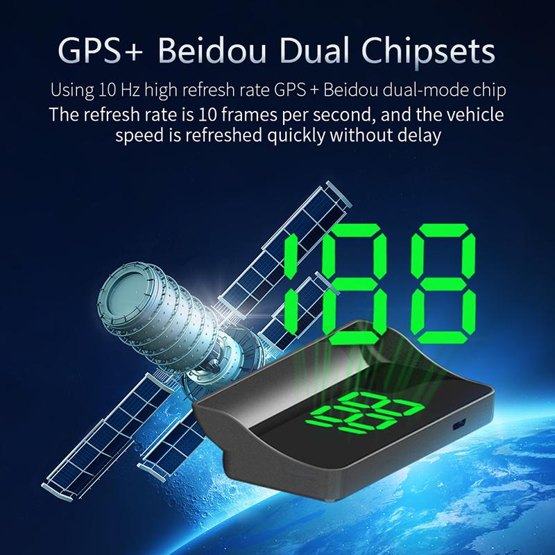 Car Digital Speedometer Head Up Display Vehicles Speed Gauge Hud Windshield Projector For Truck Gps Driving Assistance Tool