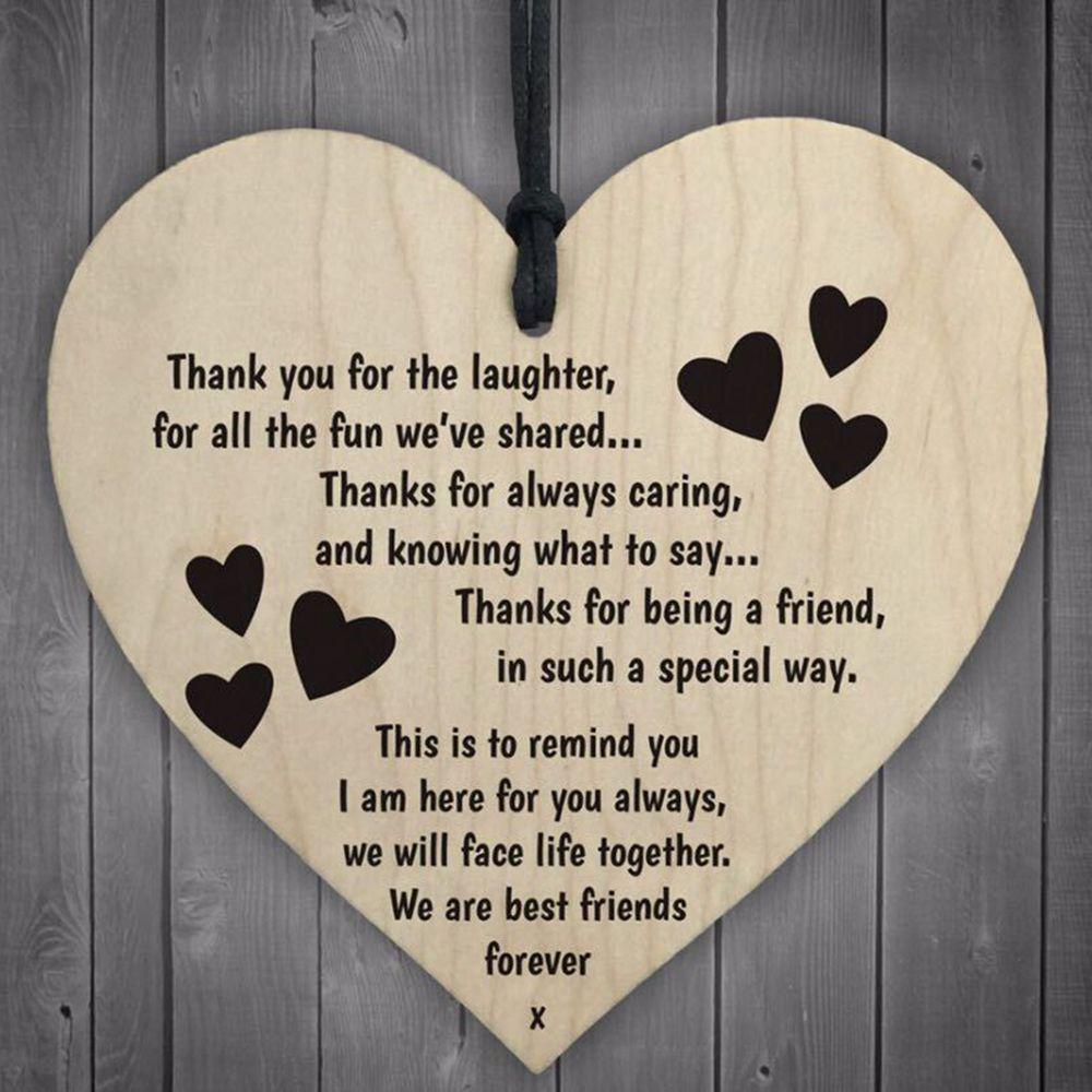 Handmade Wooden Hanging Heart Plaque Gift Thank you for being my friend cute