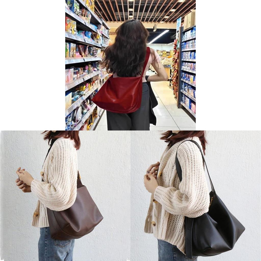 Pu Tote Bag For Women With Inner Zipper Pockets And Spacious Waterdrop Shape For Daily Use