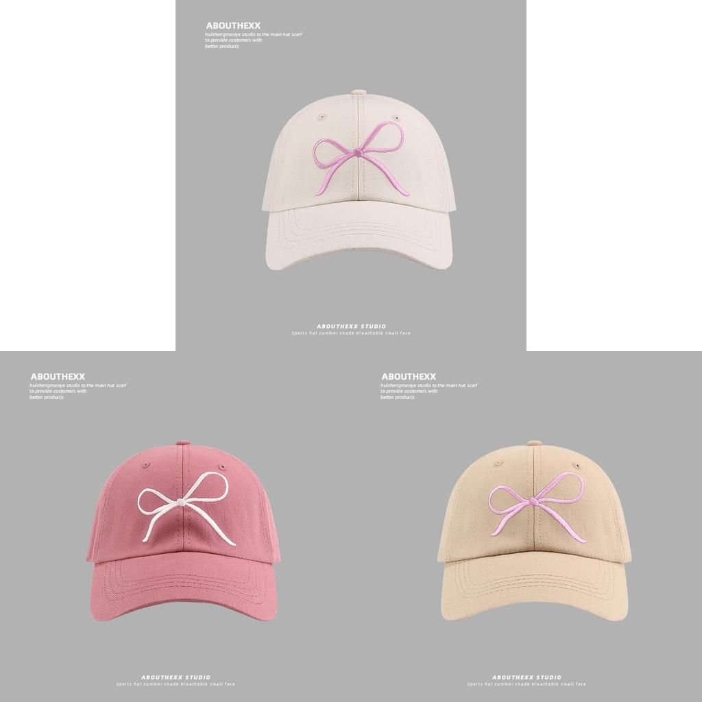 Cotton Baseball Cap With Embroidered Butterfly Bow And Lettering For Spring Casual Wear