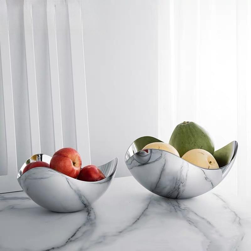 Geometrische Serveerschaal van Roestvrij Staal, Ronde Metalen Dienblad, Fruitplateau, Opbergbord voor Woonkamer, Decoratie voor Eettafel