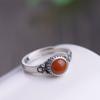 100% Real 925 Sterling Silver South Red Carnelian Resizable Rings for Women Gift Fashion Retro Jewelry Anillos