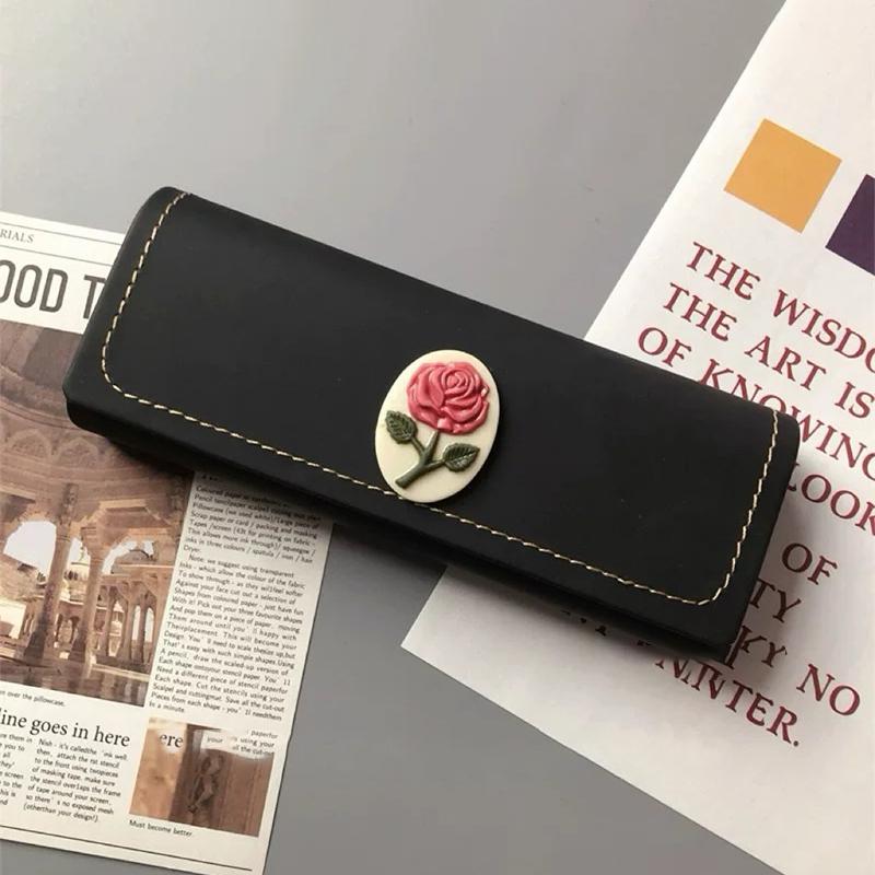 

Винтажный Чехол для очков с розовым узором Солнцезащитные очки Очки Коробка для хранения Унисекс Защита от давления PU кожа Сумка для очков чёрный