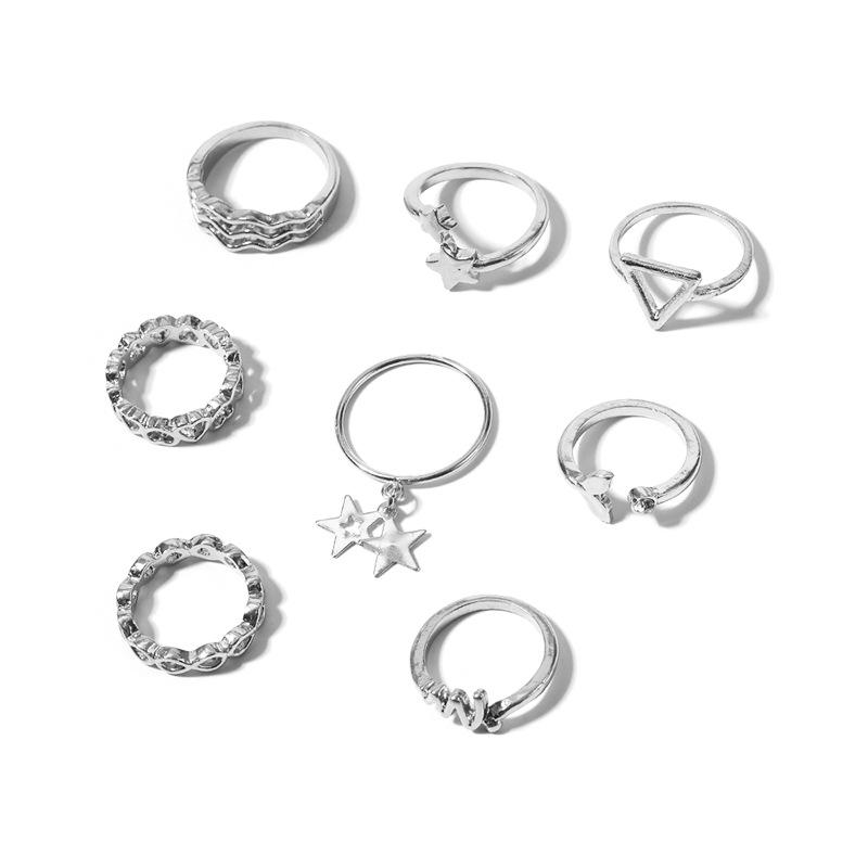 Love Ring, European and American Jewelry, Personalized Alloy with Diamonds, Fishtail Stars Stacked with High-end Rings, Women