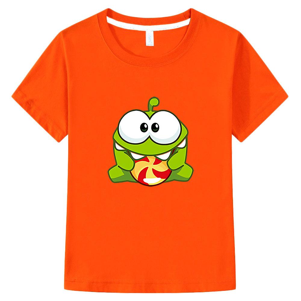 Dětská kreslená trička The Rope Om Nom Žába Potisk Dětská trička Oblečení pro kluky Letní tričko s krátkým rukávem Oblečení pro holky