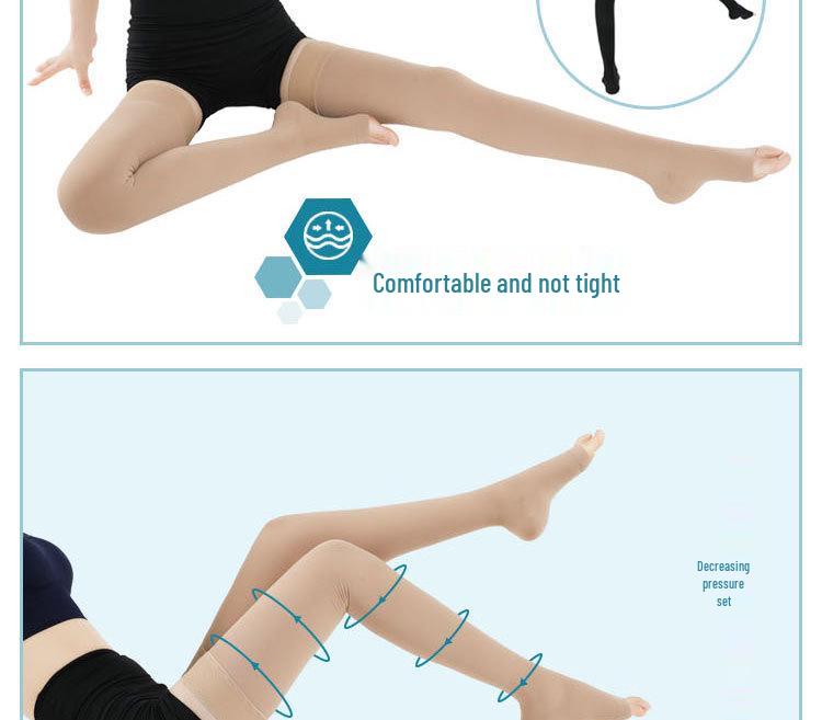 Class 3 Medical Compression Thigh-High Stockings for Men and Women - Varicose Vein Prevention and Leg Support