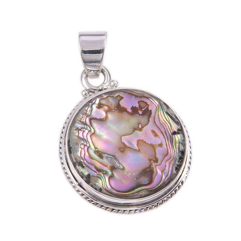 Pandantiv cadou din argint solid 925 din coajă de abalone naturală 1,5" j5G34
