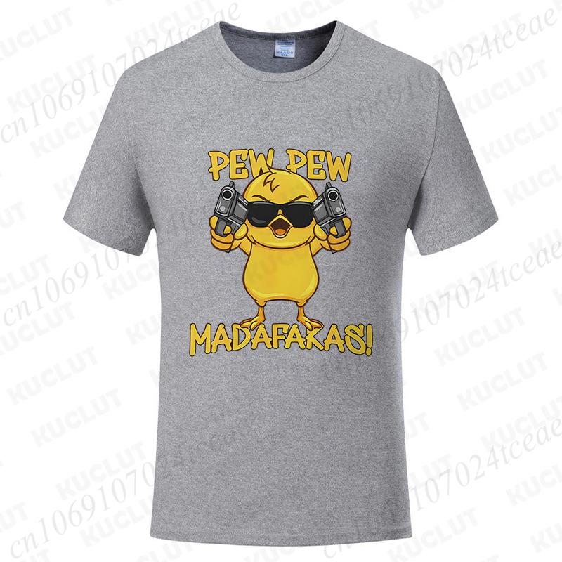 Pew Pew Madafakas Men's T-shirts Cute Chick Funny Graphic Tops Summer Short Sleeve Tees Trendy Streetwear Male Oversized Clothes