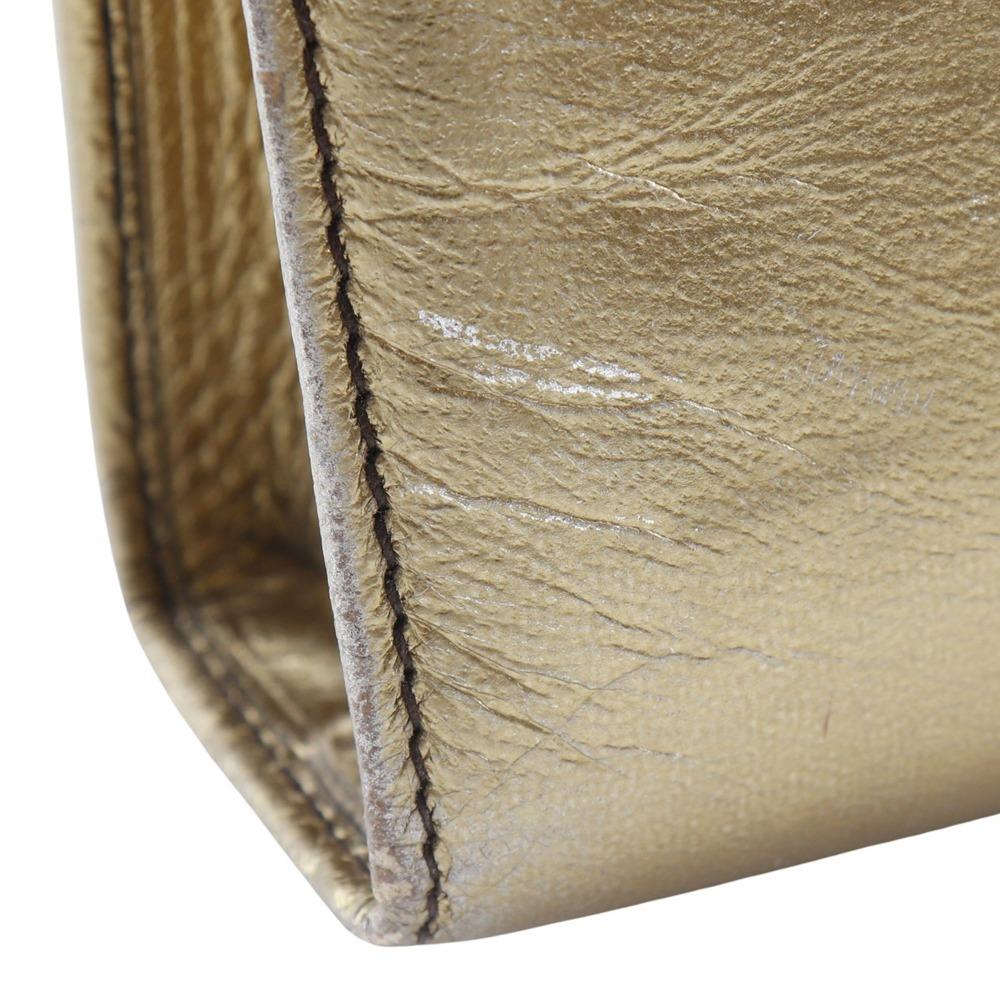 Salvatore Ferragamo ChainShoulder Shoulder Bag AQ214734 Gancini 2-way Clutch Gold Calfskin Women Used