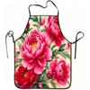 1pc Red Pink Peony Flower Apron - Adjustable Waistband, Durable Easy-Clean Polyester Suitable for Kitchen Cooking, Gardening, Picking, Christmas & Hal