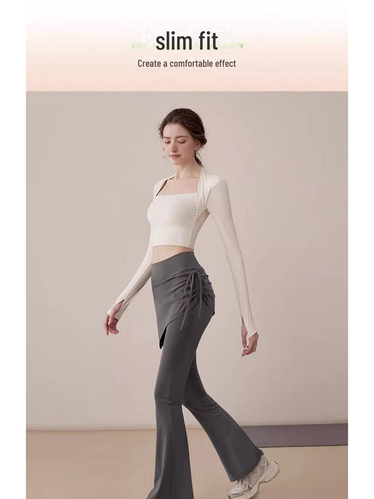 Spring 2025 Fashion Yoga Skirt Pants: Flared Fitness Trousers for Running & Sports