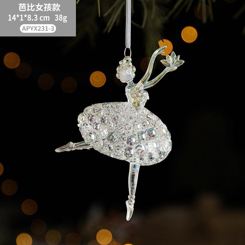 New Christmas Tree Pendant Acrylic Transparent Colorful Symphony Creative Bells Angel Girl Christmas Decoration Pendant Festive