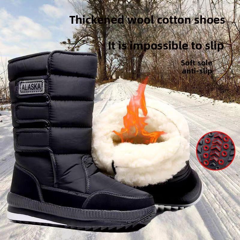 Winter Shoes Women Boots Big Size 36-45 Men Mid-Calf Snow Boots Women Waterproof Platform Couples Botas