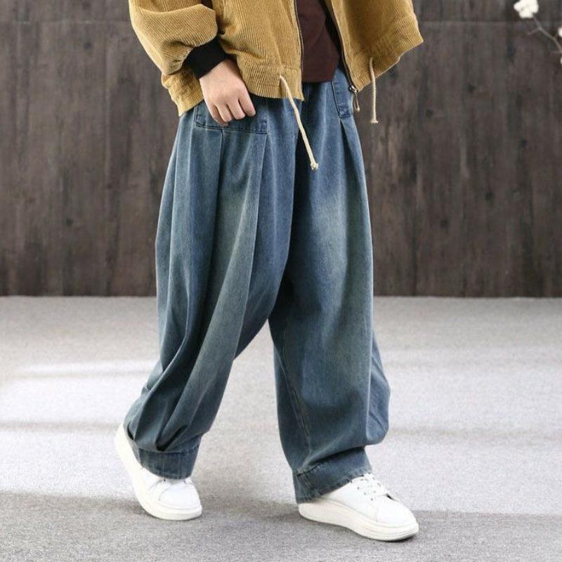 Volné Harlen džíny velkých rozměrů pro ženy na jaro, všestranné mrkvové kalhoty a trendy ležérní lampionové kalhoty