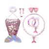 Comerț exterior transfrontalier copii coadă de sirenă fete set colier brățară inel cercei accesorii fetiță